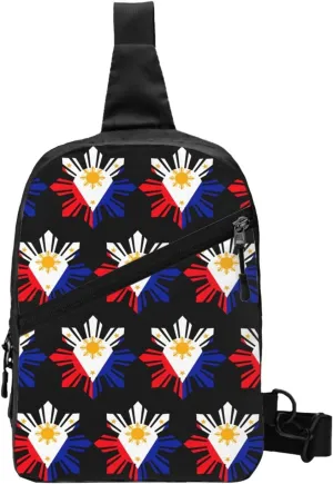 Philippine Sun Flag Packable Crossbody Bag Portable Sling Bags Foldable Travel Daypack Reusable Sports Shoulder Backpack Diagonally Chest Bag for Workout