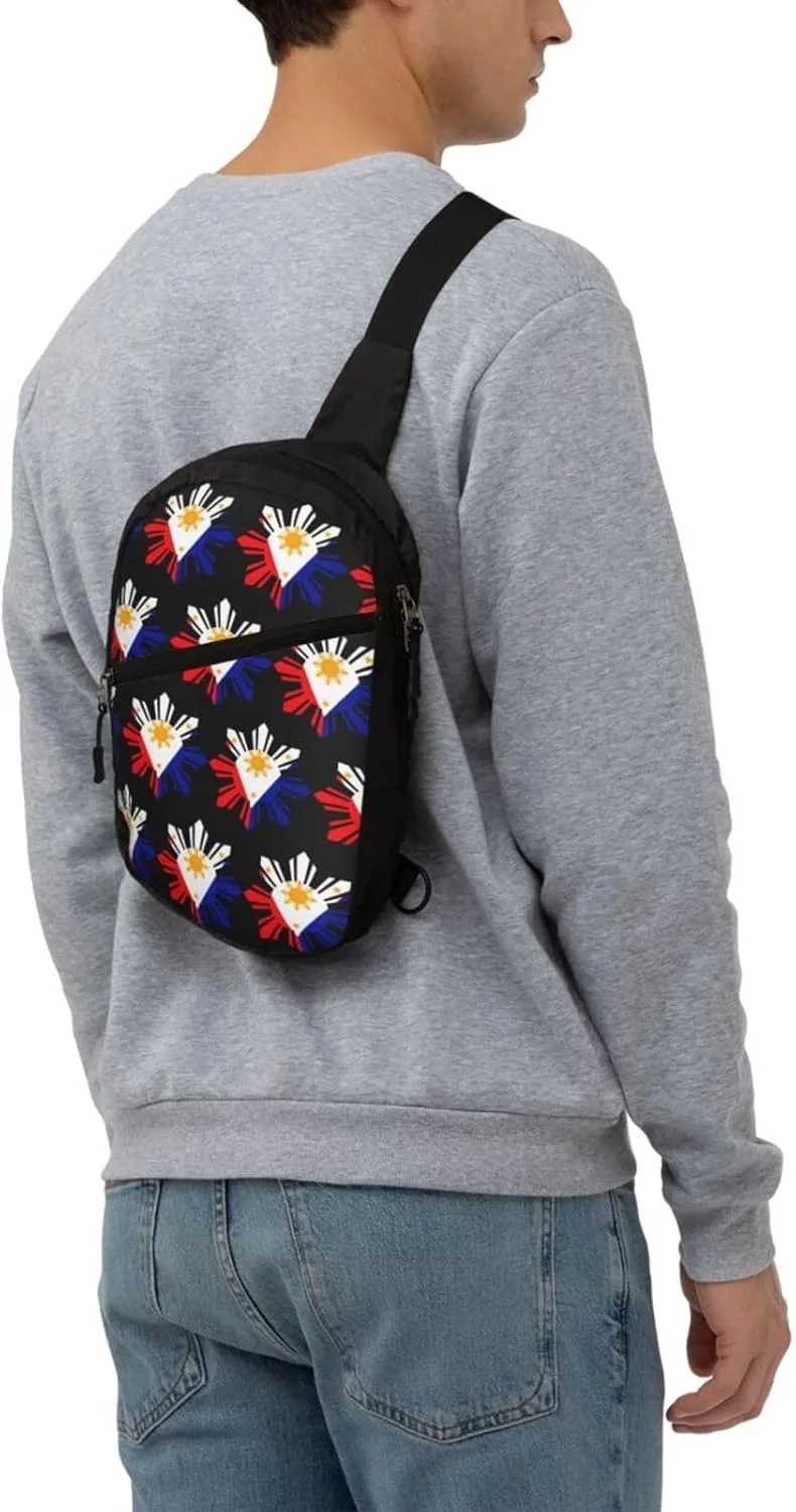 Philippine Sun Flag Packable Crossbody Bag Portable Sling Bags Foldable Travel Daypack Reusable Sports Shoulder Backpack Diagonally Chest Bag for Workout