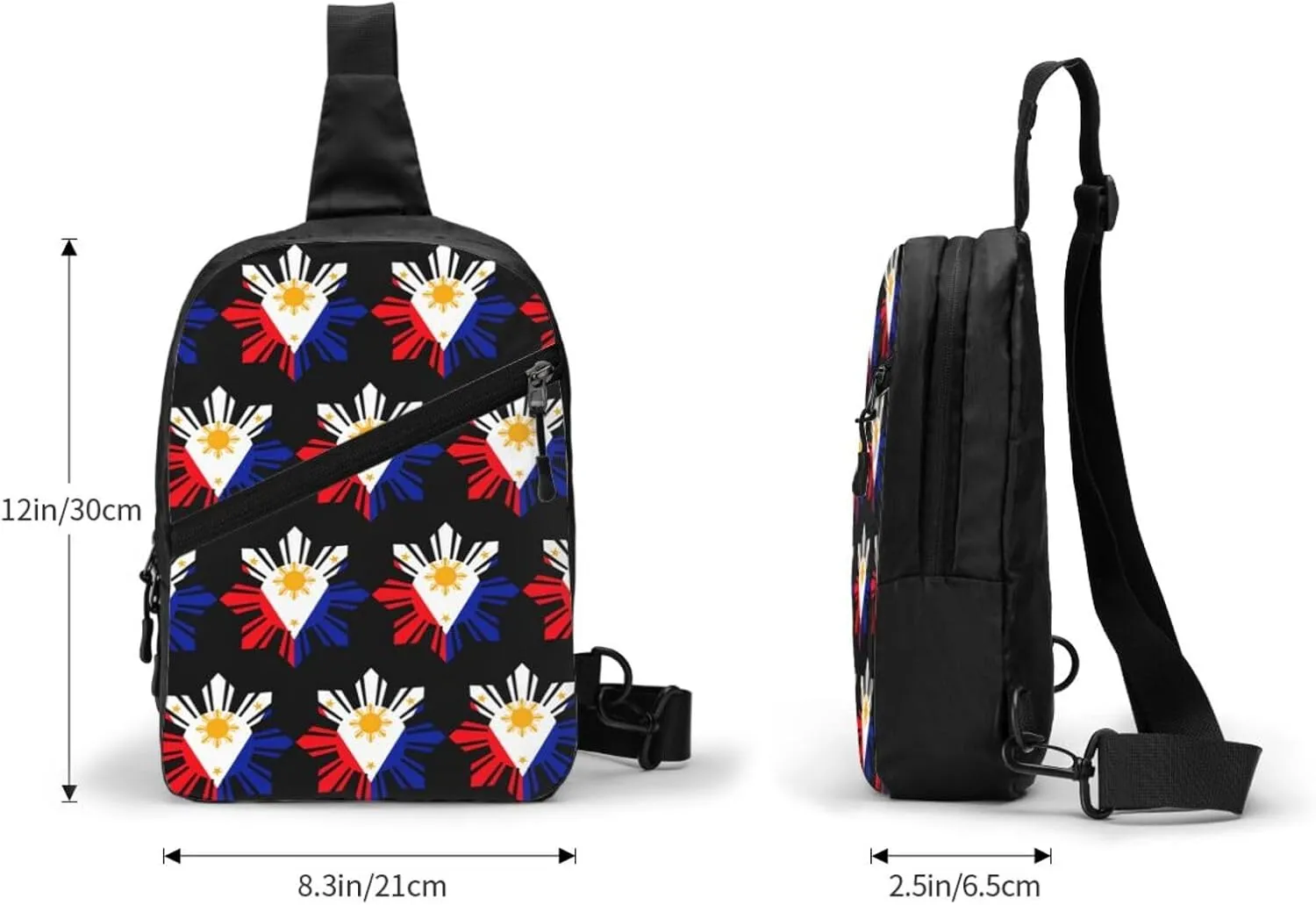 Philippine Sun Flag Packable Crossbody Bag Portable Sling Bags Foldable Travel Daypack Reusable Sports Shoulder Backpack Diagonally Chest Bag for Workout