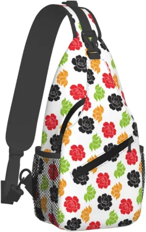 pink flower Chest Bags Crossbody Sling Bag Shoulder Bag Travel Hiking Daypack For Men Women