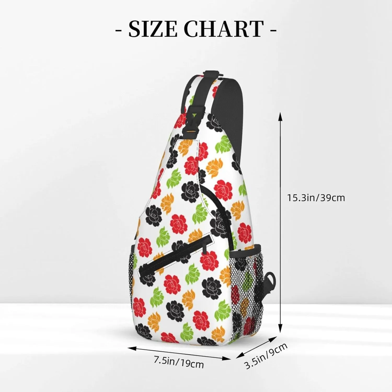pink flower Chest Bags Crossbody Sling Bag Shoulder Bag Travel Hiking Daypack For Men Women