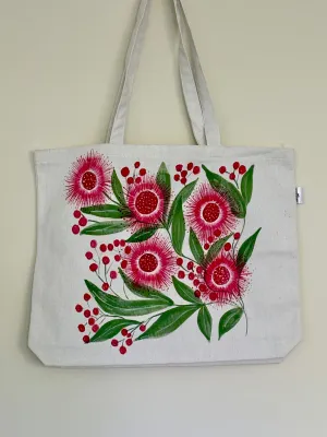 Pink Hakea Blooms - Hand Painted, Canvas Tote Bag