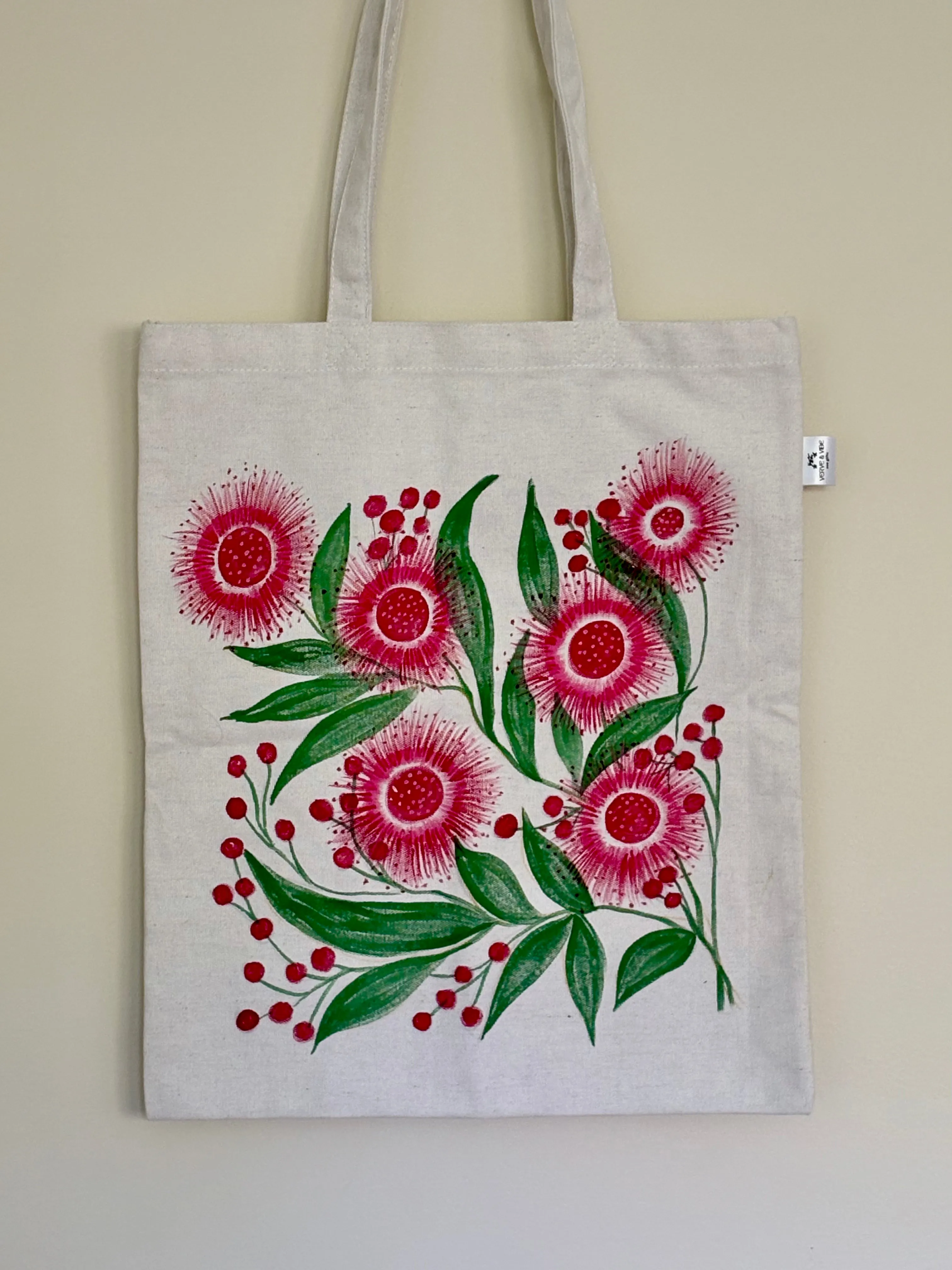 Pink Hakea Blooms - Hand Painted, Canvas Tote Bag