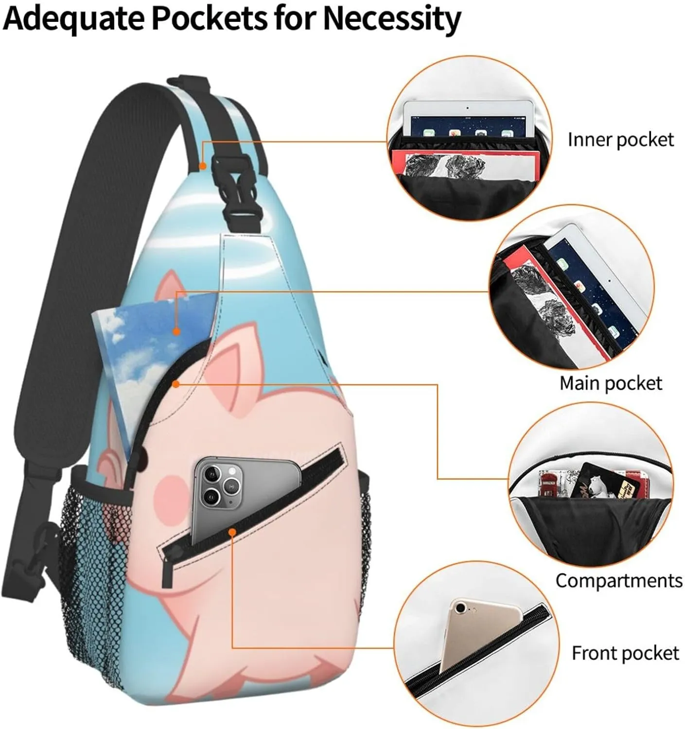 Pink Starfish Men's And Women's Small Crossbody Bags Chest Bags Daily Bags Are Suitable For Outdoor Hiking Trips