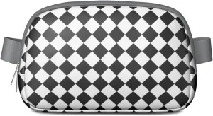 Plaid Mini Belt Bag for Men Women Vintage Checkered Waist Packs Crossbody Bags Adjustable Strap for Hiking Cycling Jogging