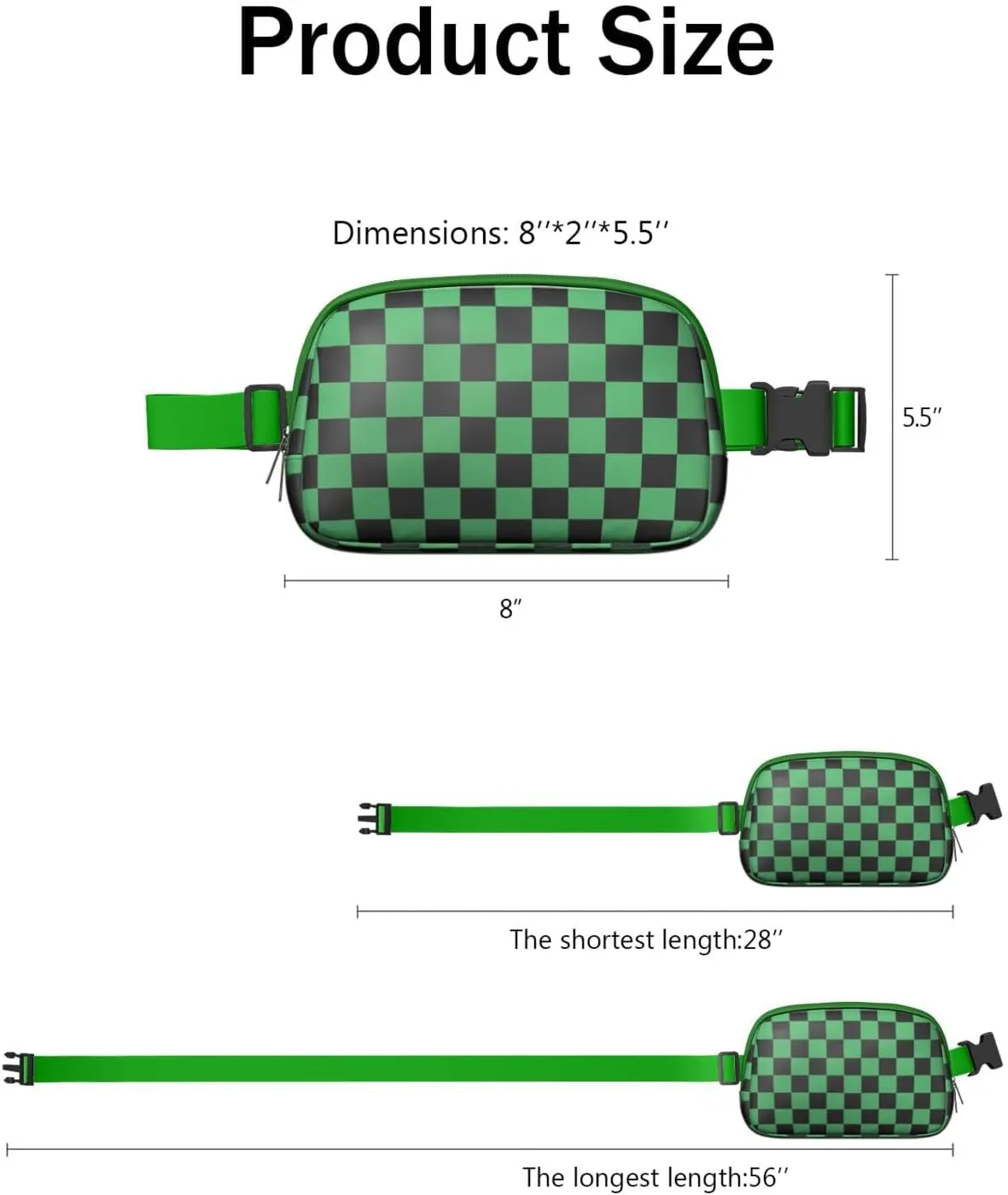 Plaid Mini Belt Bag for Men Women Vintage Checkered Waist Packs Crossbody Bags Adjustable Strap for Hiking Cycling Jogging