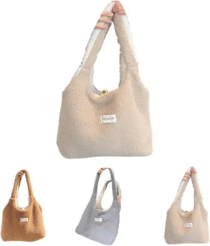 Plush Clutch Bag Lamb Wool Two Tone Handbag Totes Tote Bag Vest Pocket Dual Use Shoulder Bag