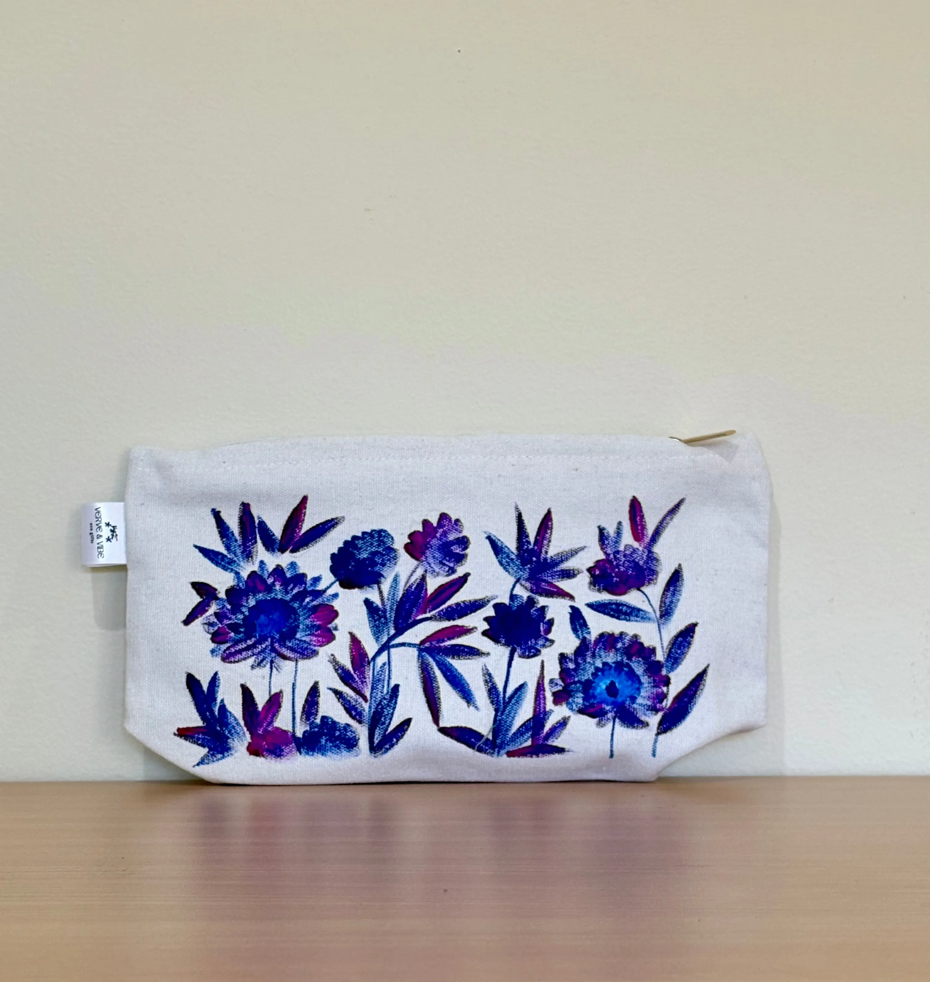 Plush Purples - Hand Painted,Canvas Zippered Pouch
