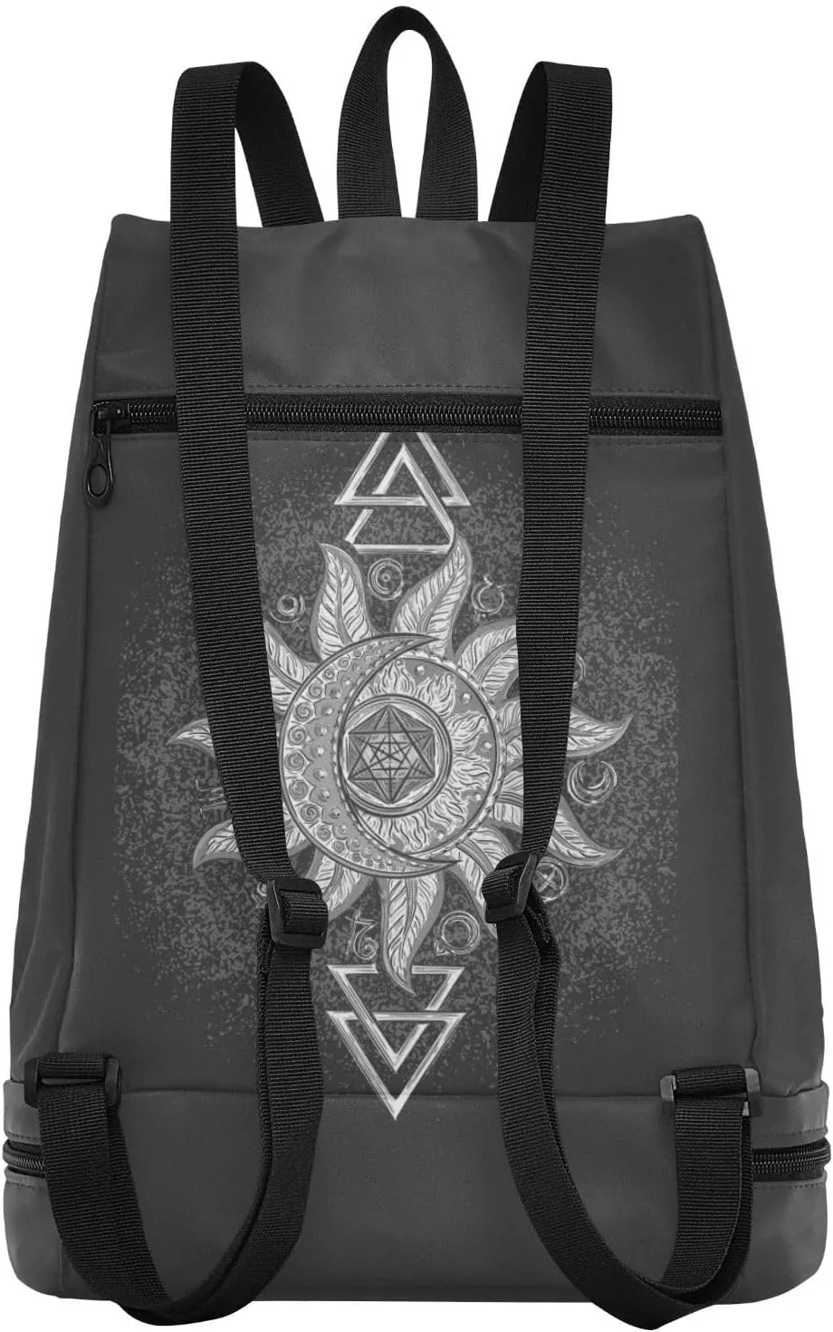 Poeticcity Gym Swimming Drawstring Bags Daypacks Backpack Purse Casual Knapsack Shoulder Bag Sitting Rucksack Symbols Planet Icon Magic, Astrology, Mystery, Occultism