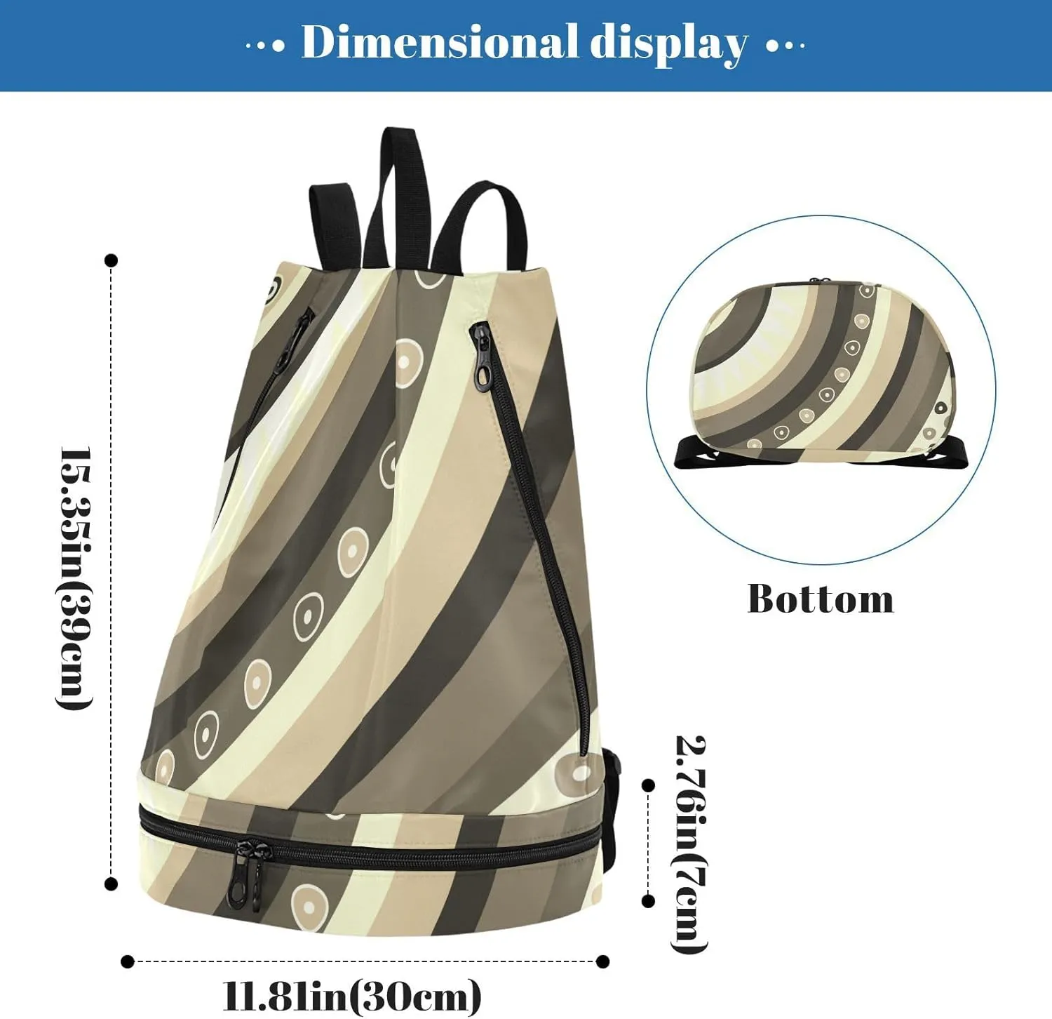 Poeticcity Gym Swimming Drawstring Bags Daypacks Backpack Purse Casual Knapsack Shoulder Bag Sitting Rucksack Vintage Jamaica Tribal Ethnic Pattern a Quarter Cycle