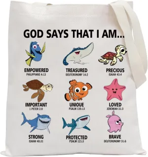 POFULL Movie Inspired Tote Bag Cartoon Character Lover Gift Animal Ocean Gift