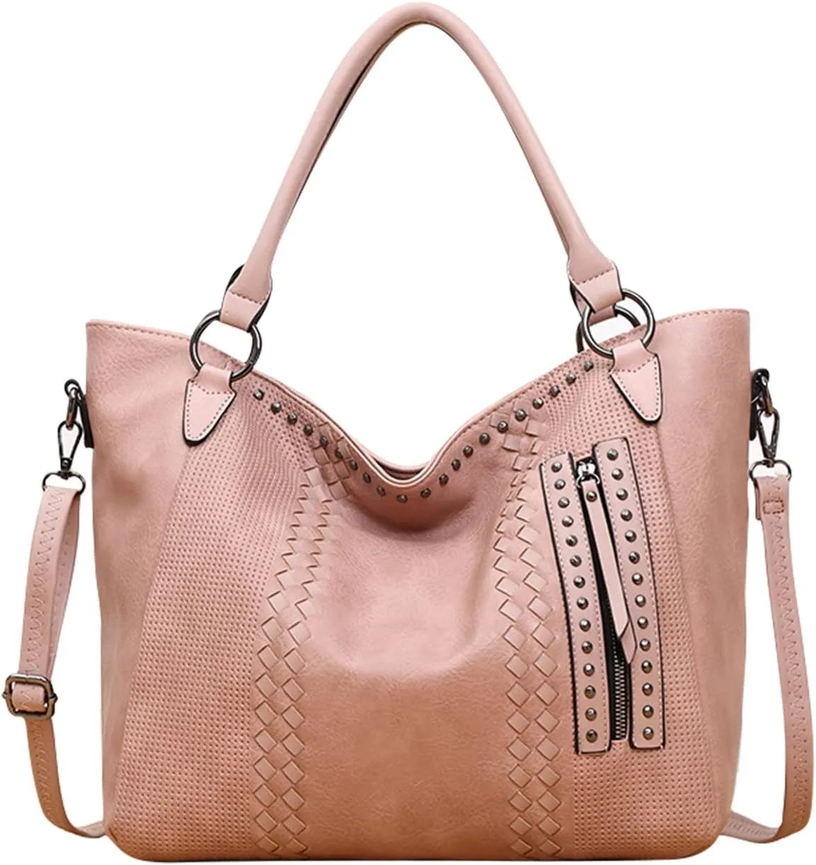 PORRASSO Fashion Tote Bag Women Handbag Shoulder Bag Ladies Crossbody Bag Large Top-handle Bag PU Leather Messenger Bag Travel Work Dating Satchel Pink