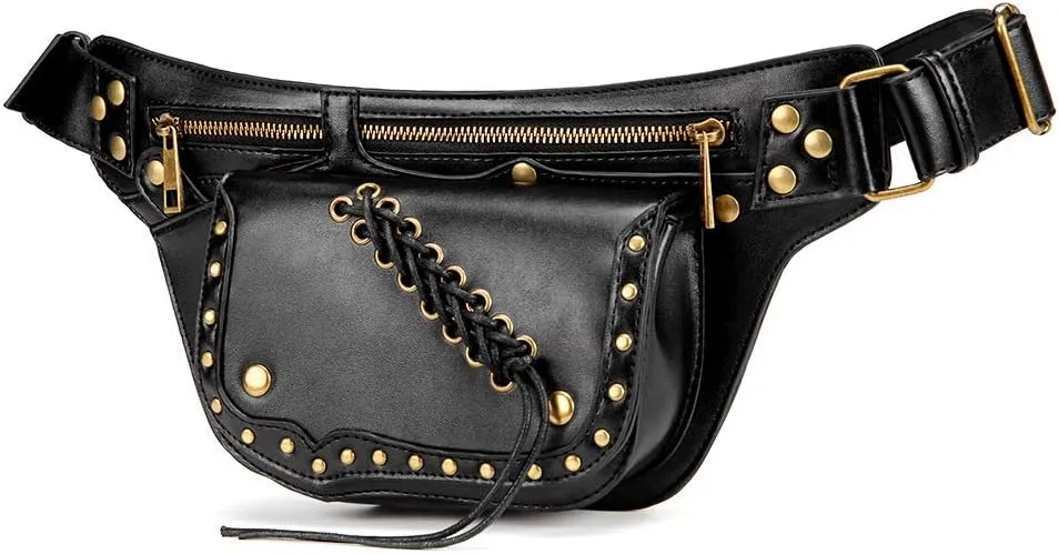 Practical steampunk bags for women leather Waistbag Punk man tether chest bag motorcycle leg bag Travel Utility Belt