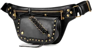 Practical steampunk bags for women leather Waistbag Punk man tether chest bag motorcycle leg bag Travel Utility Belt