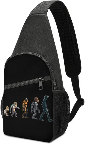 Prehistoric Ape Robot to Man Evolution Crossbody Bags for Women Men Sling Bag Bakpack Shoulder Bag Travel Hiking Daypack