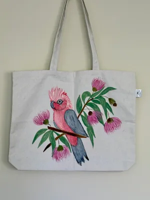 Pretty Pink Galah - Hand Painted, Canvas Tote Bag
