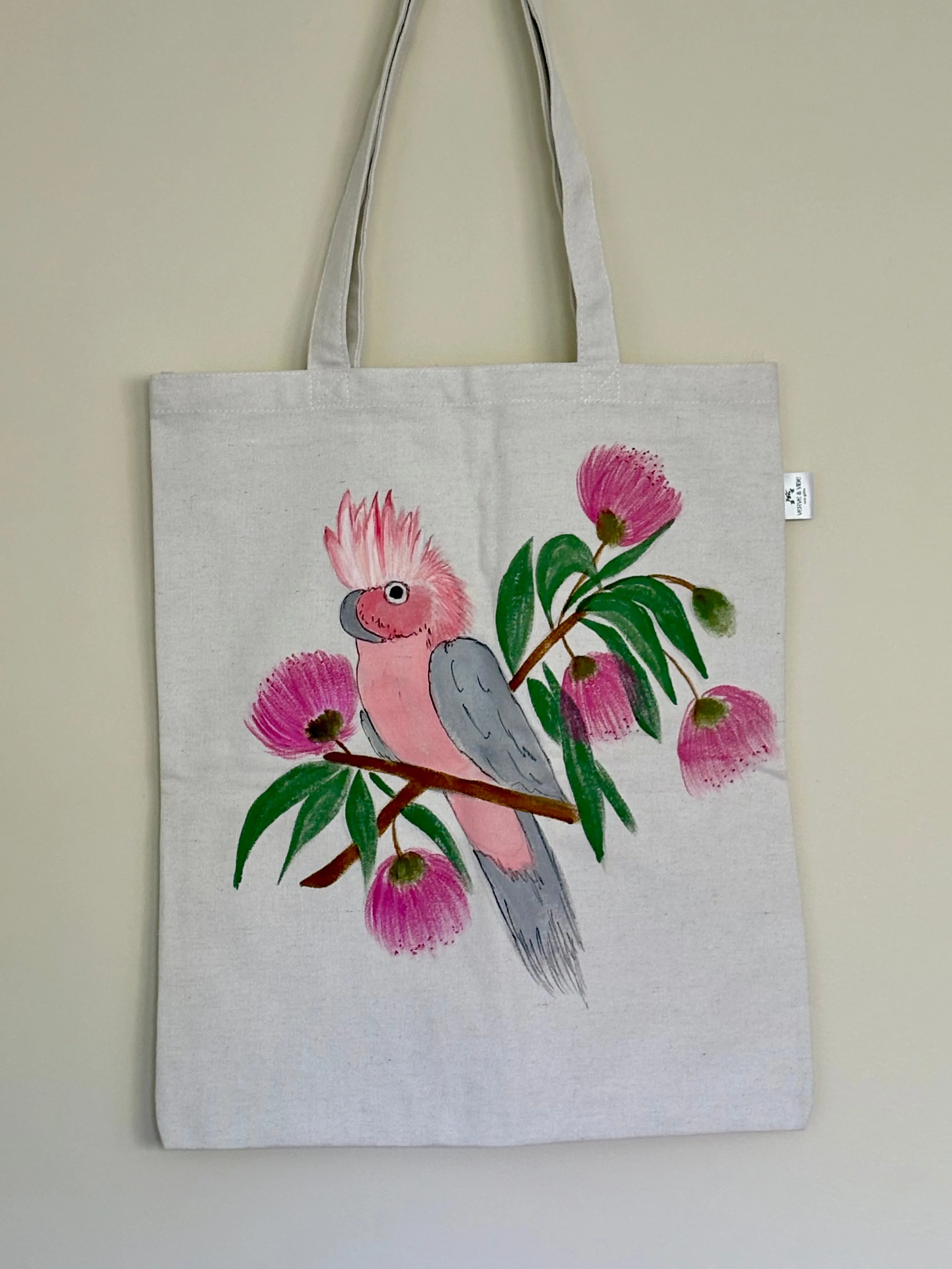 Pretty Pink Galah - Hand Painted, Canvas Tote Bag