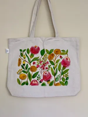 Proteas & Waratahs - Hand Painted, Canvas Tote Bag