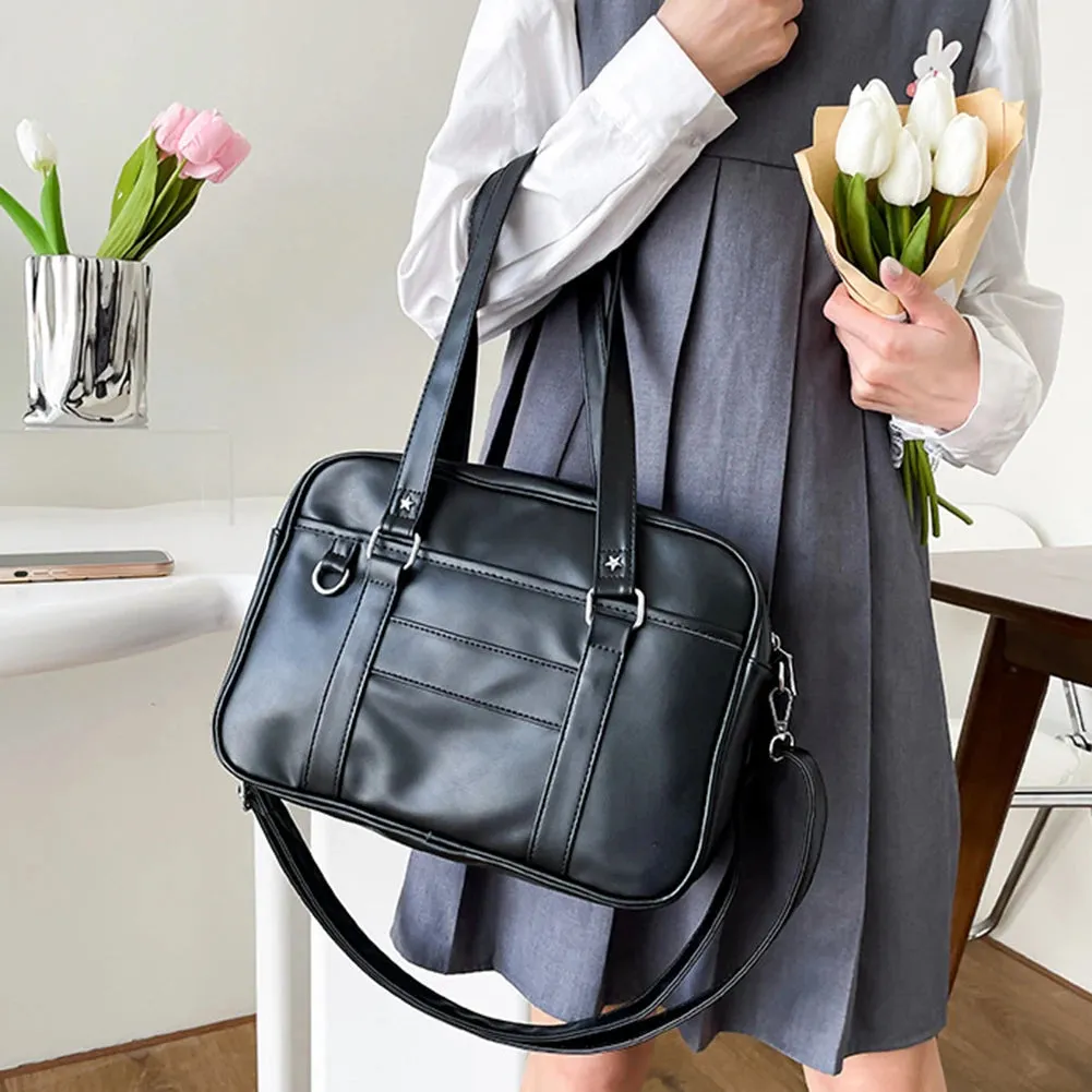 PU Japanese JK School Uniform Bag Cute Cosplay Anime Shoulder Bag Solid Transparent Heart Crossbody Bag Adjustable Strap Satchel