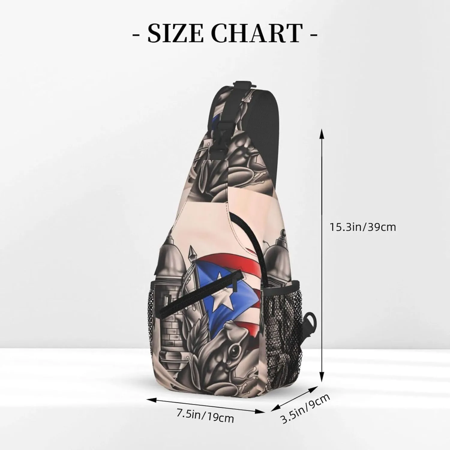 Puerto Rico Frog Castle Flag Sling Bag Casual Crossbody Bag Sports Shoulder Backpack Travel Chest Pack Cycling Cross Bags Gym Hiking Daypack