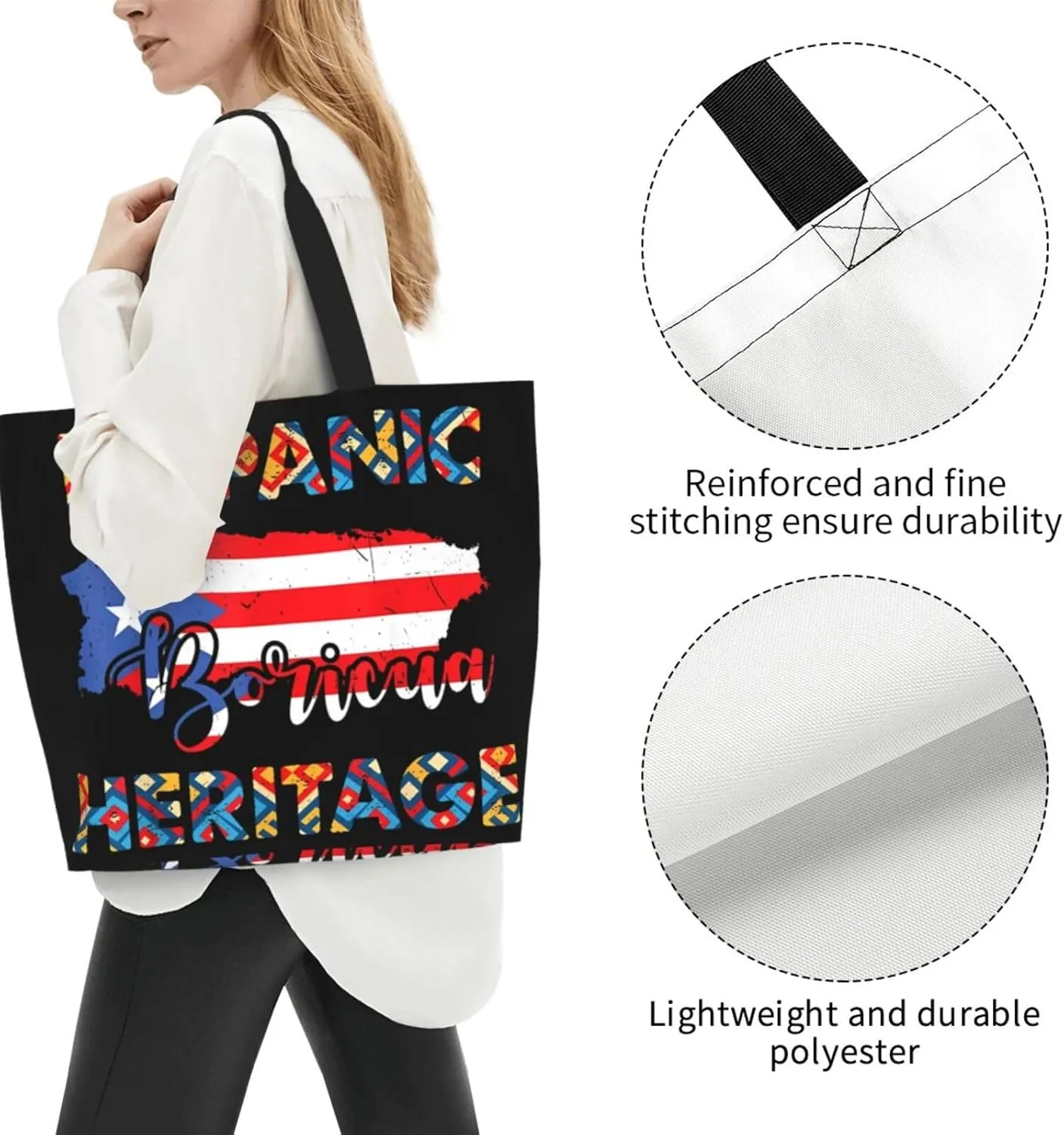 Puerto Rico Palm Trees Boricua Pride Women's Tote Bag Large Capacity Single Shoulder Bags Handbag for Shopping Work