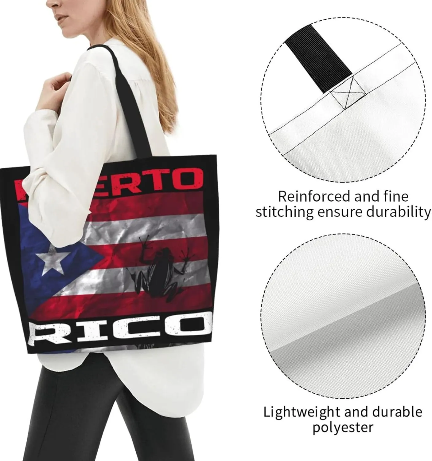 Puerto Rico Palm Trees Boricua Pride Women's Tote Bag Large Capacity Single Shoulder Bags Handbag for Shopping Work