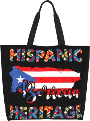 Puerto Rico Palm Trees Boricua Pride Women's Tote Bag Large Capacity Single Shoulder Bags Handbag for Shopping Work