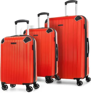 PVG Collection 3 Piece Hard Shell Luggage Set, Expandable Suitcases with 360-Degree Spinner Wheels, Retractable Handle, 20 Inch Carry On, 24 Inch Mid-size, 28 Inch Large Bags, Red