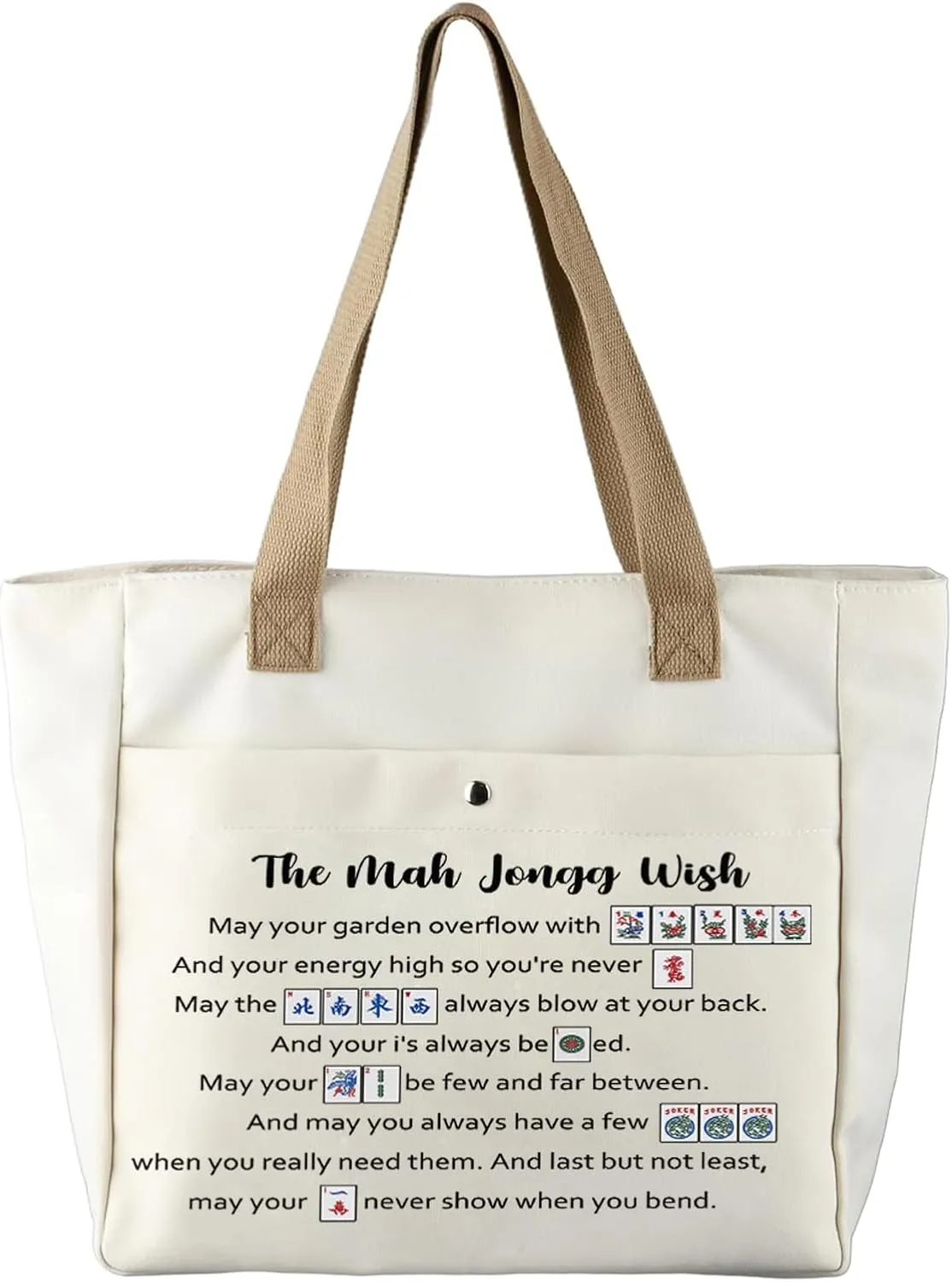 PXTIDY Mah Jongg Wish Love Tote Bag Storage Shoulder Mahjong Game Players
