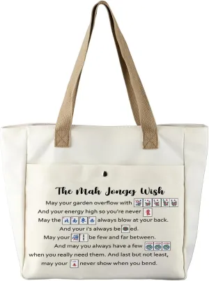PXTIDY Mah Jongg Wish Love Tote Bag Storage Shoulder Mahjong Game Players