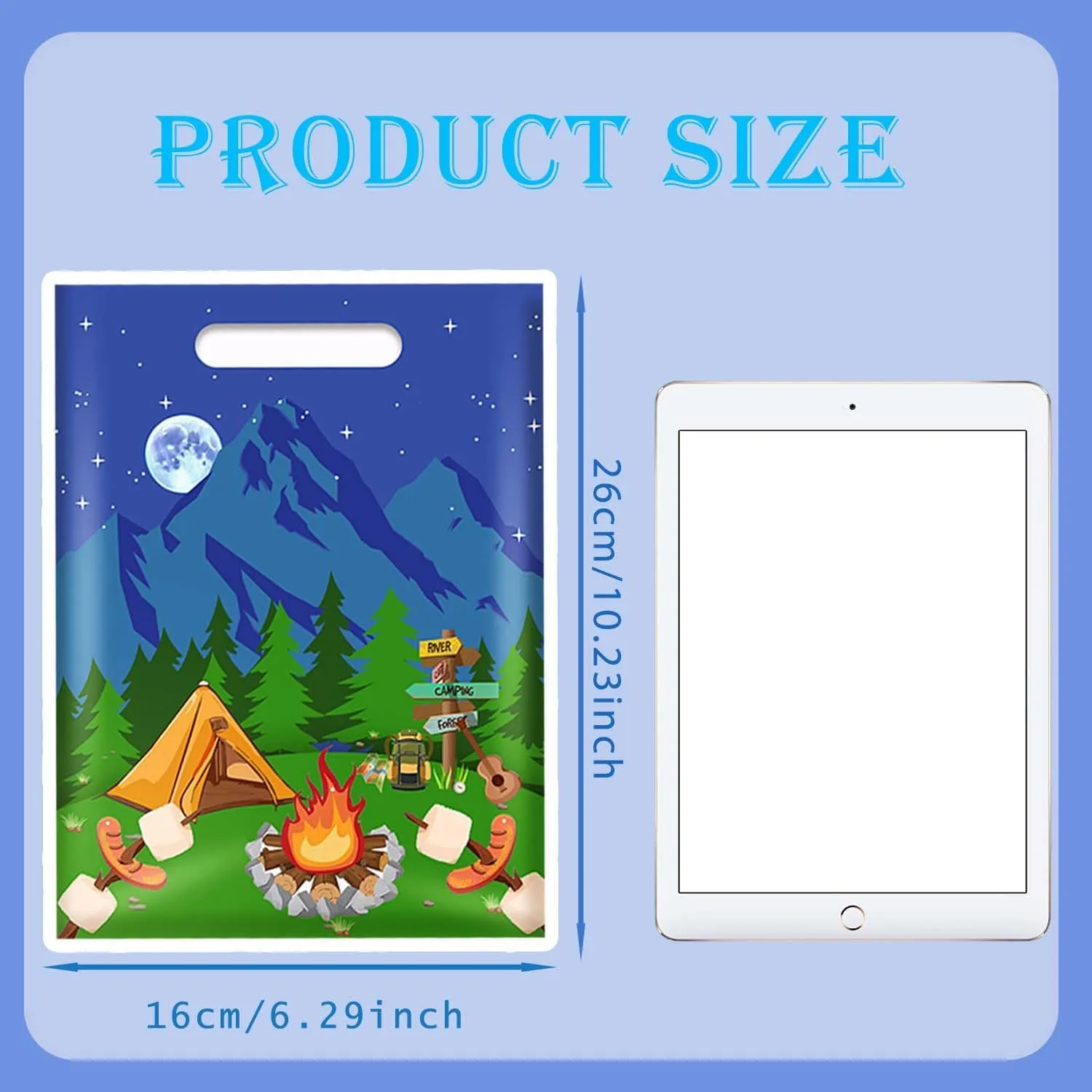 qhqqwzxqc 100PCS Camping Party Favor Bags Camping Adventure Gift Bags Happy Camper Candy Treat Bags Camping Goodie Bags for Christmas Camping Supplies Camper Theme Forest Nature Hiking Party