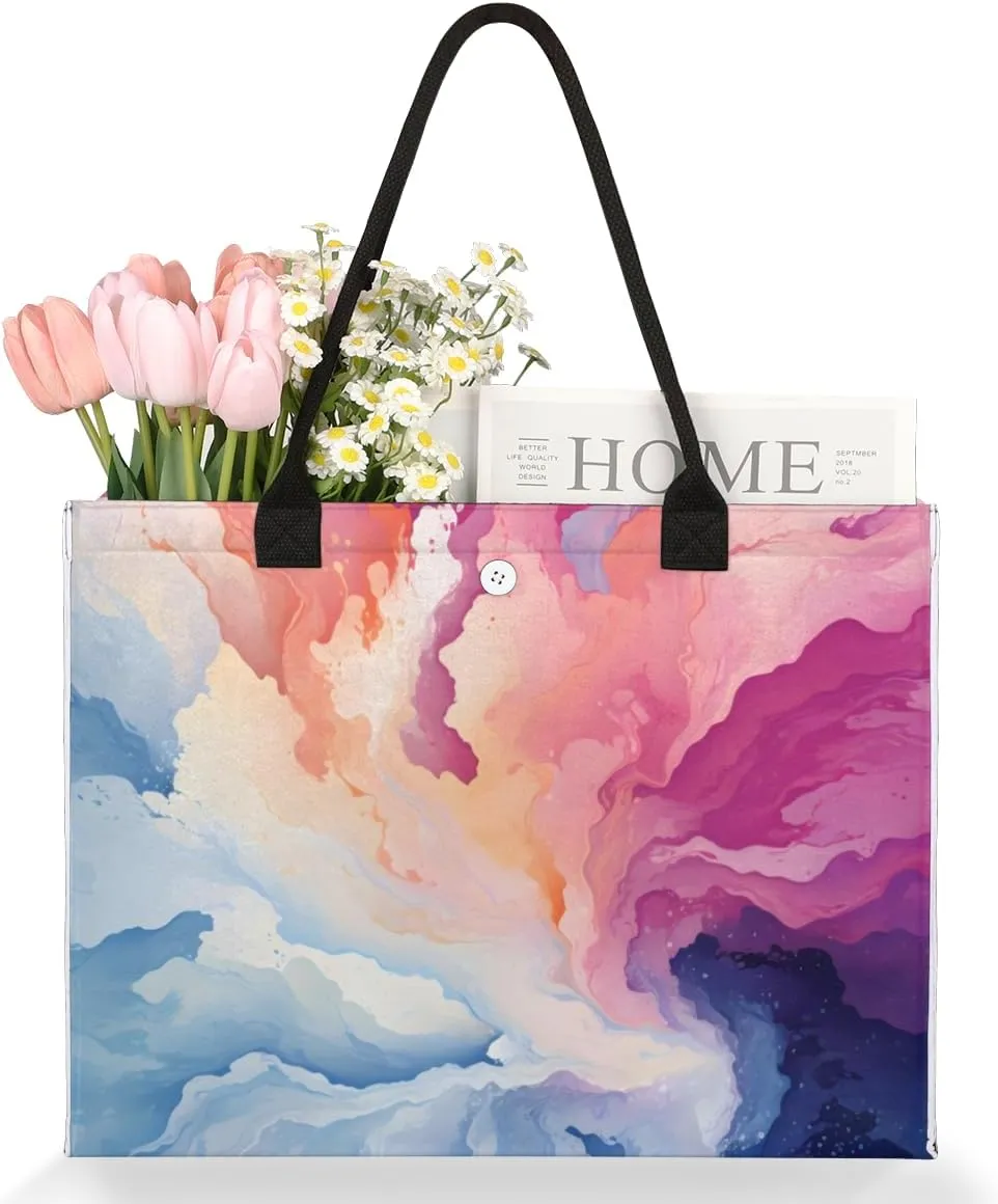 QsirBC Abstract Art Tote Bag for Women Shoulder Bags with Pockets Handbags Purses Large Totes