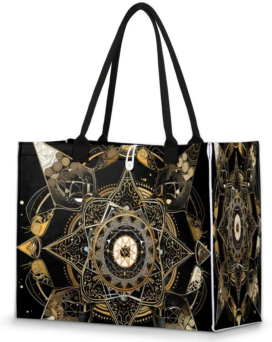 QsirBC Abstract Classic Style Tote Bag for Women Shoulder Bags with Pockets Handbags Purses Large Totes