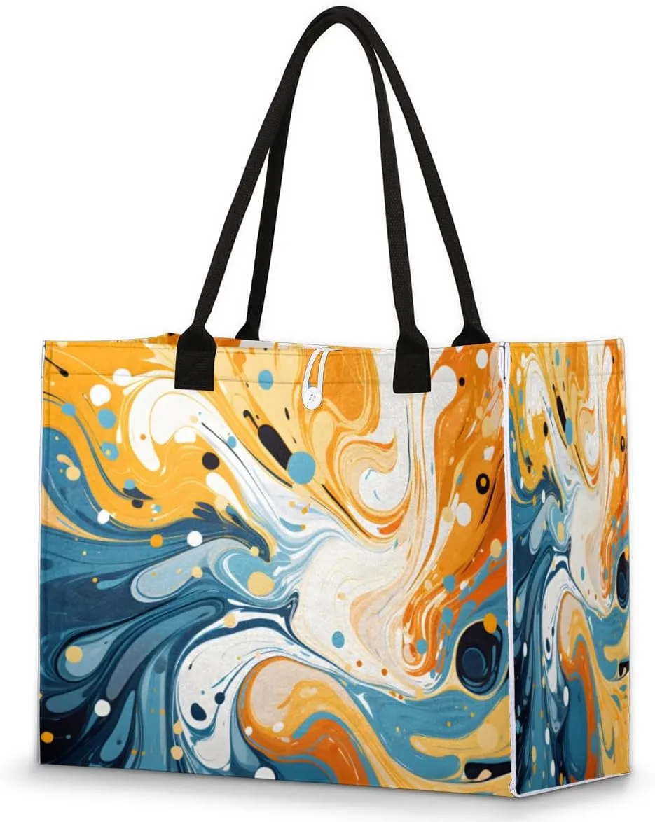 QsirBC Abstract Design Decor Tote Bag for Women Shoulder Bags with Pockets Handbags Purses Large Totes