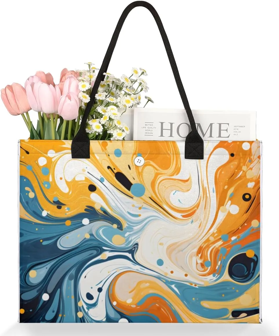 QsirBC Abstract Design Decor Tote Bag for Women Shoulder Bags with Pockets Handbags Purses Large Totes