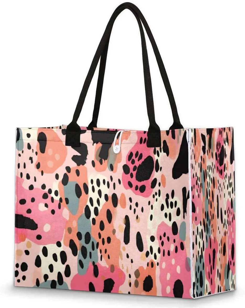 QsirBC Abstract Fun Design Tote Bag for Women Shoulder Bags with Pockets Handbags Purses Large Totes