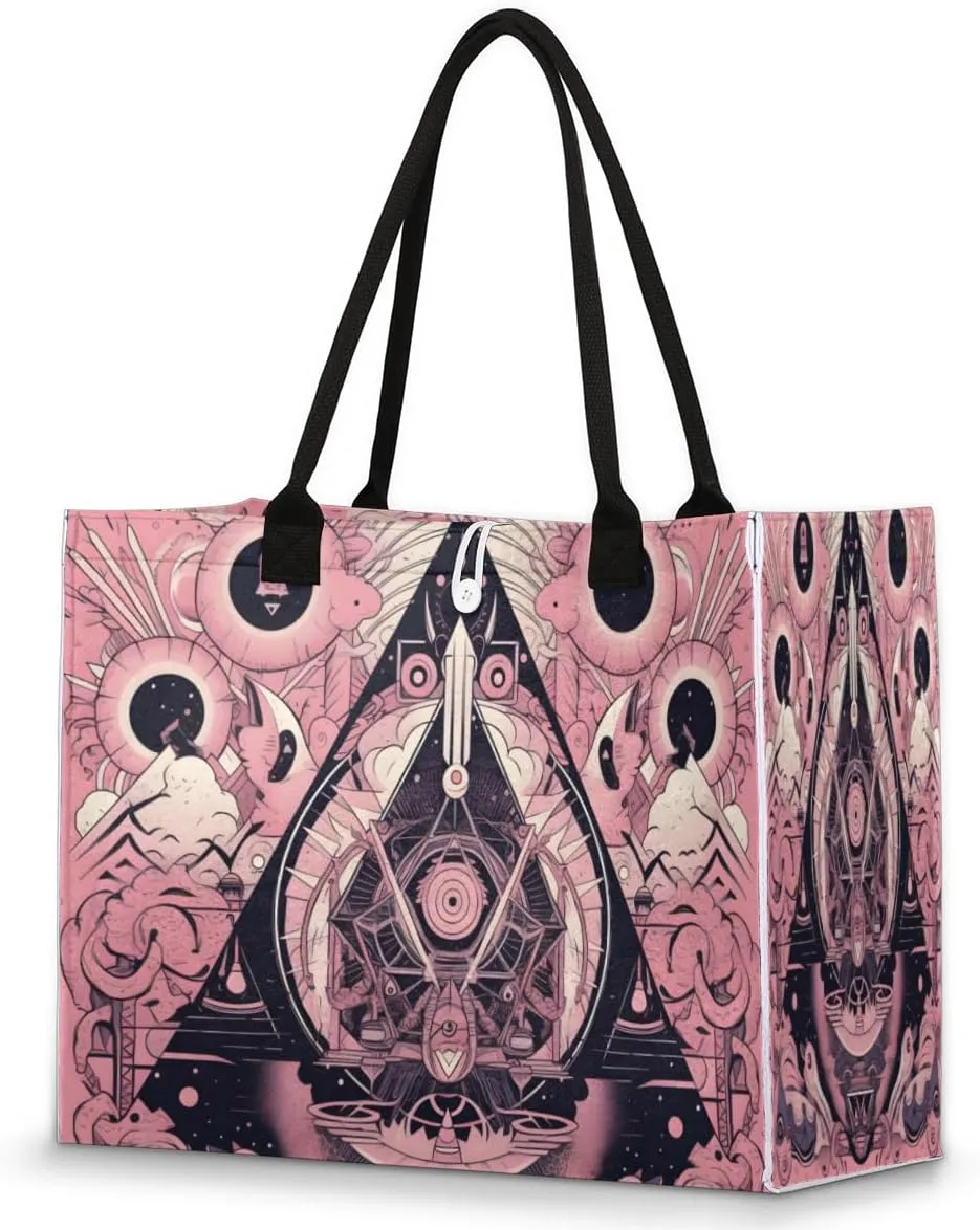 QsirBC Abstraction Fun Decor Tote Bag for Women Shoulder Bags with Pockets Handbags Purses Large Totes
