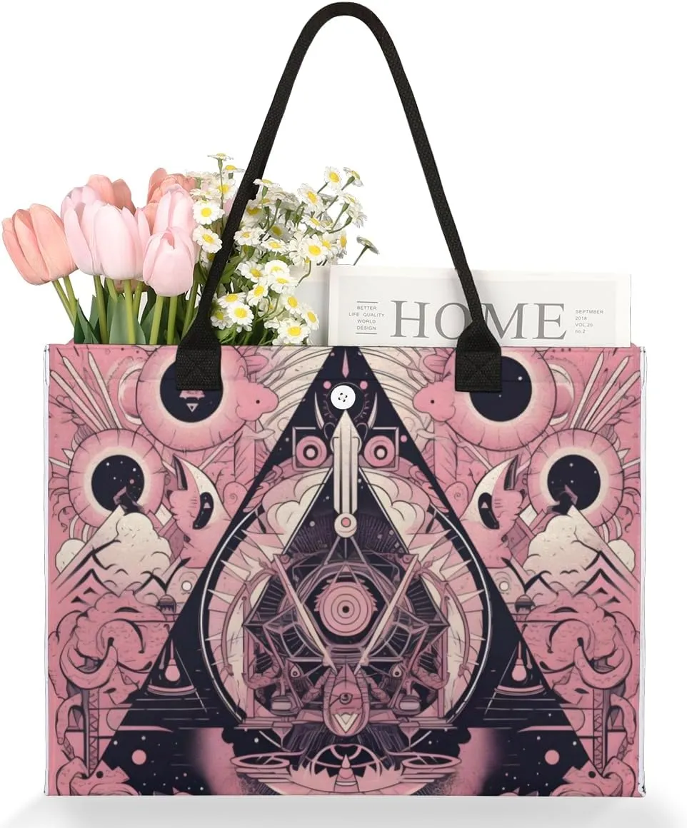 QsirBC Abstraction Fun Decor Tote Bag for Women Shoulder Bags with Pockets Handbags Purses Large Totes