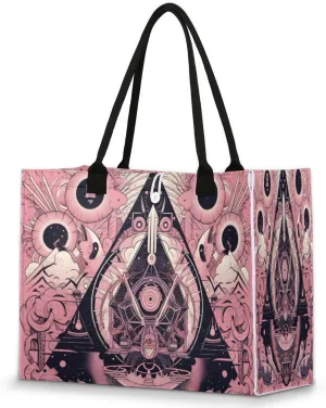 QsirBC Abstraction Fun Decor Tote Bag for Women Shoulder Bags with Pockets Handbags Purses Large Totes