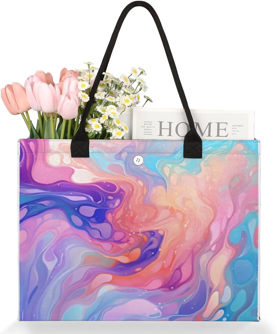 QsirBC Abstraction Fun Design Tote Bag for Women Shoulder Bags with Pockets Handbags Purses Large Totes