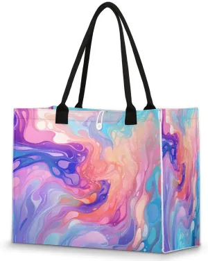 QsirBC Abstraction Fun Design Tote Bag for Women Shoulder Bags with Pockets Handbags Purses Large Totes