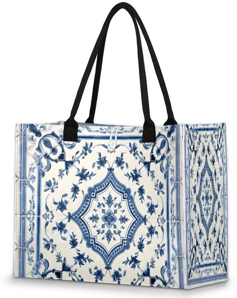 QsirBC Abstractions Classic Texture Tote Bag for Women Shoulder Bags with Pockets Handbags Purses Large Totes