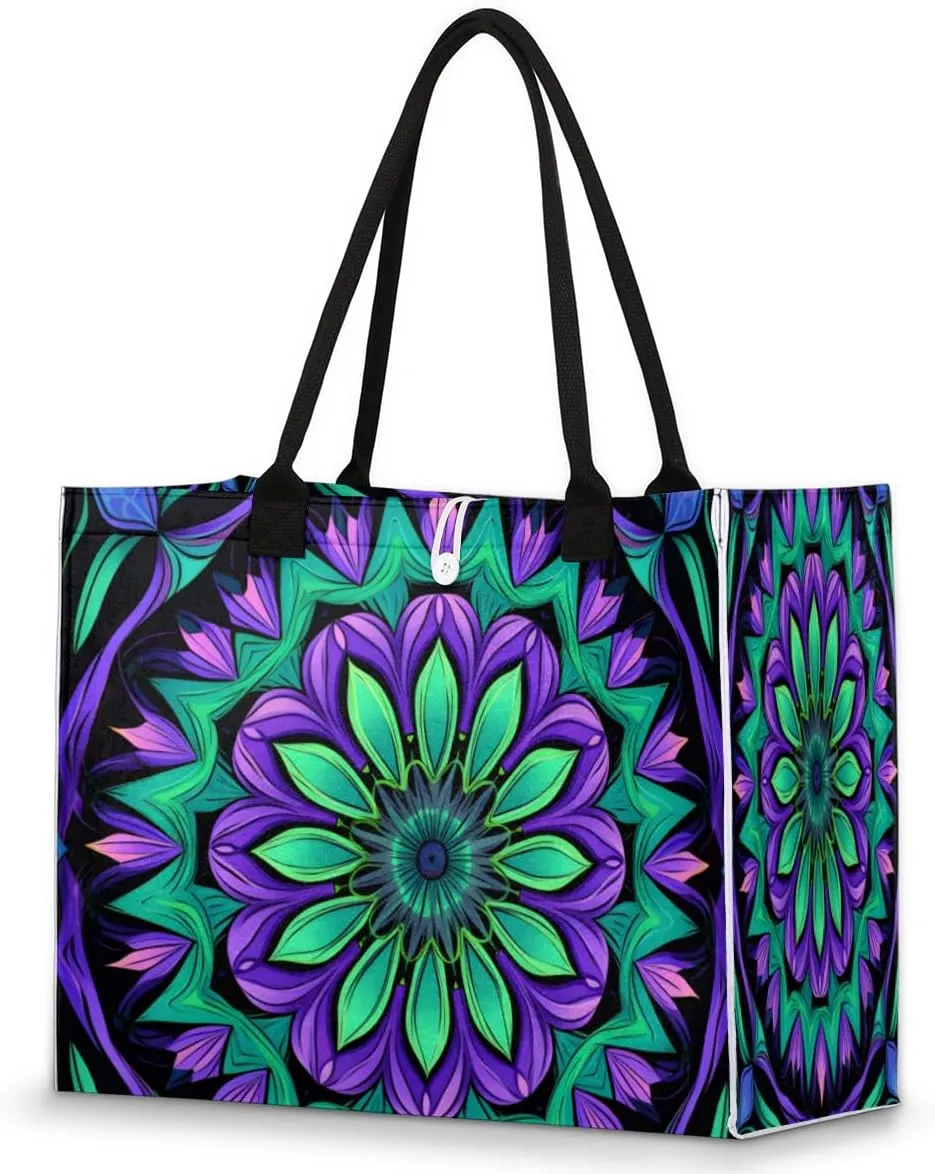 QsirBC Abstractions Classic Texture Tote Bag for Women Shoulder Bags with Pockets Handbags Purses Large Totes