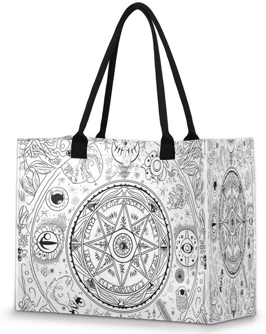 QsirBC Abstractions Classic Texture Tote Bag for Women Shoulder Bags with Pockets Handbags Purses Large Totes