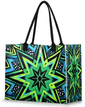 QsirBC Abstractions Decor Design Tote Bag for Women Shoulder Bags with Pockets Handbags Purses Large Totes