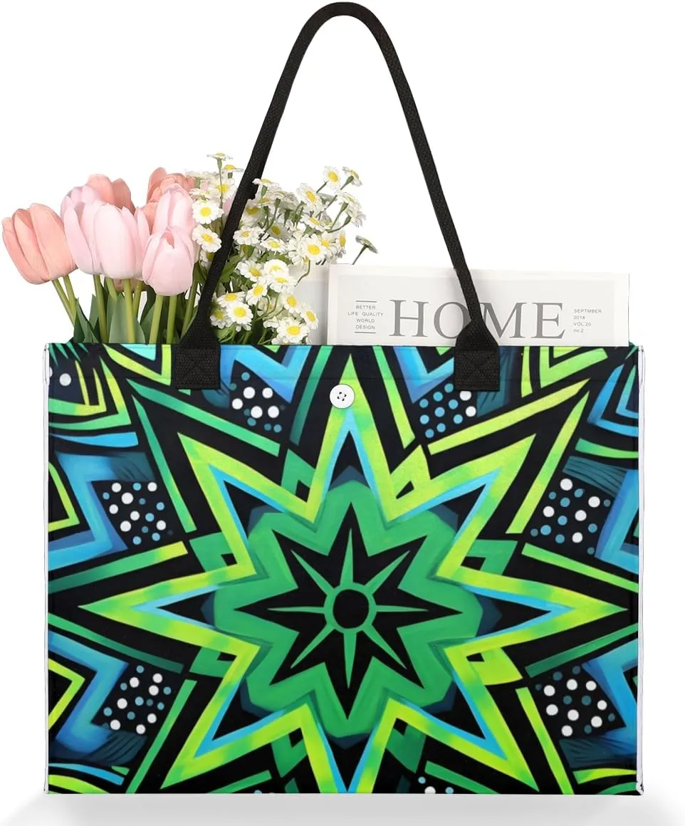 QsirBC Abstractions Decor Design Tote Bag for Women Shoulder Bags with Pockets Handbags Purses Large Totes
