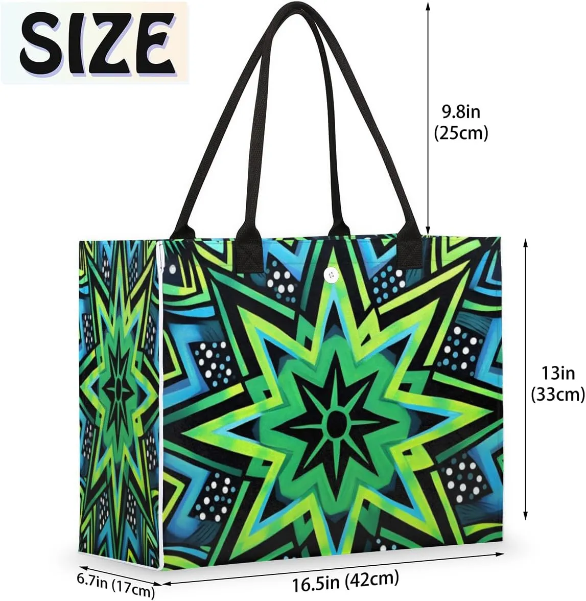 QsirBC Abstractions Decor Design Tote Bag for Women Shoulder Bags with Pockets Handbags Purses Large Totes