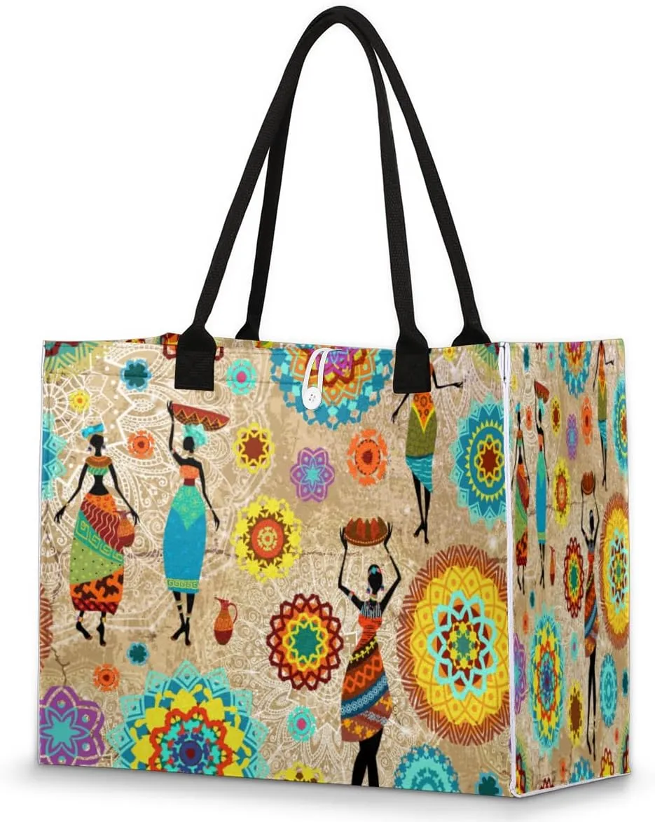 QsirBC Abstractions Theme Decor Tote Bag for Women Shoulder Bags with Pockets Handbags Purses Large Totes