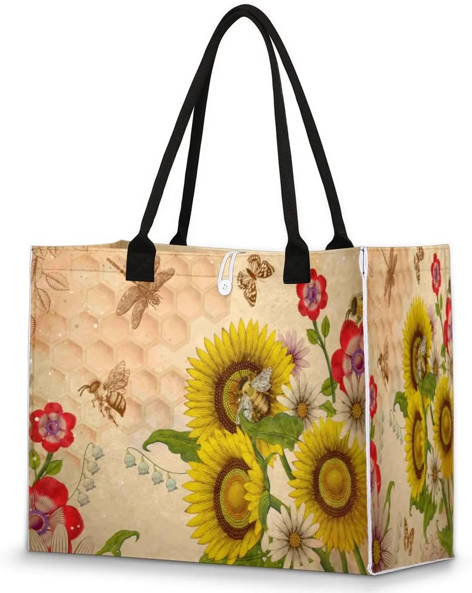 QsirBC Animals Interesting Pattern Tote Bag for Women Shoulder Bags with Pockets Handbags Purses Large Totes