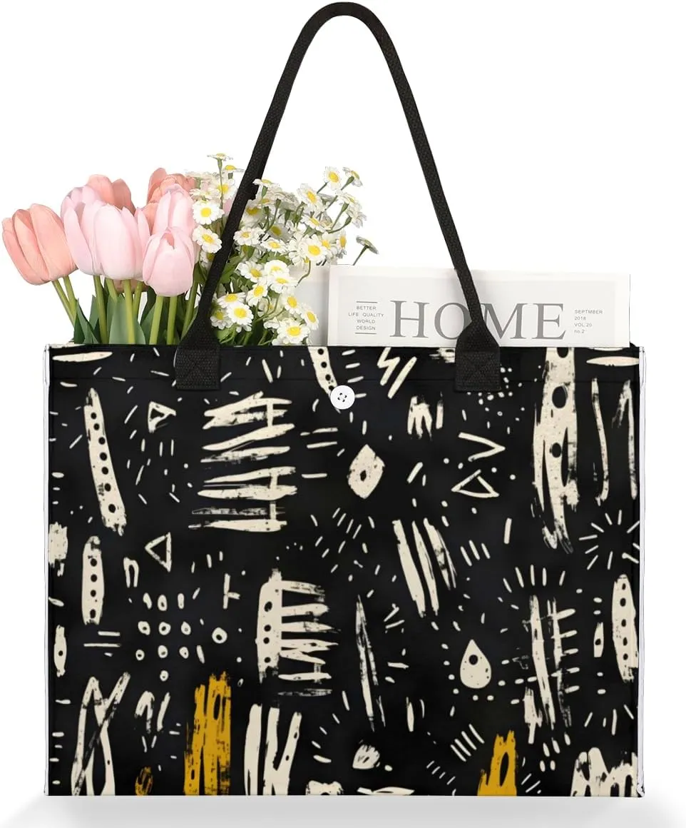 QsirBC Art Abstracted Design Tote Bag for Women Shoulder Bags with Pockets Handbags Purses Large Totes